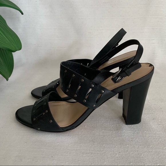 Via Spiga Black Lynne Leather Open Toe Studded Sandals Woman’s 9M - Picture 5 of 14
